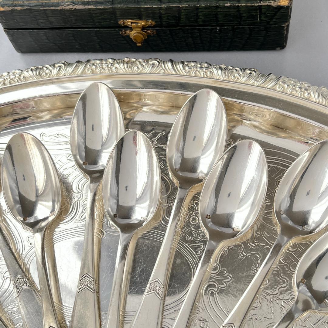 【仏蘭西】 アールデコ コーヒースプーン 12本 14.5cm ケース