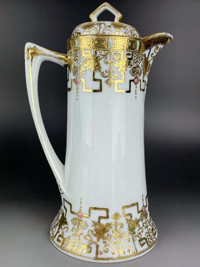 オールドニッポン アールヌーボー様式 金盛り チョコレートポット ゴールド