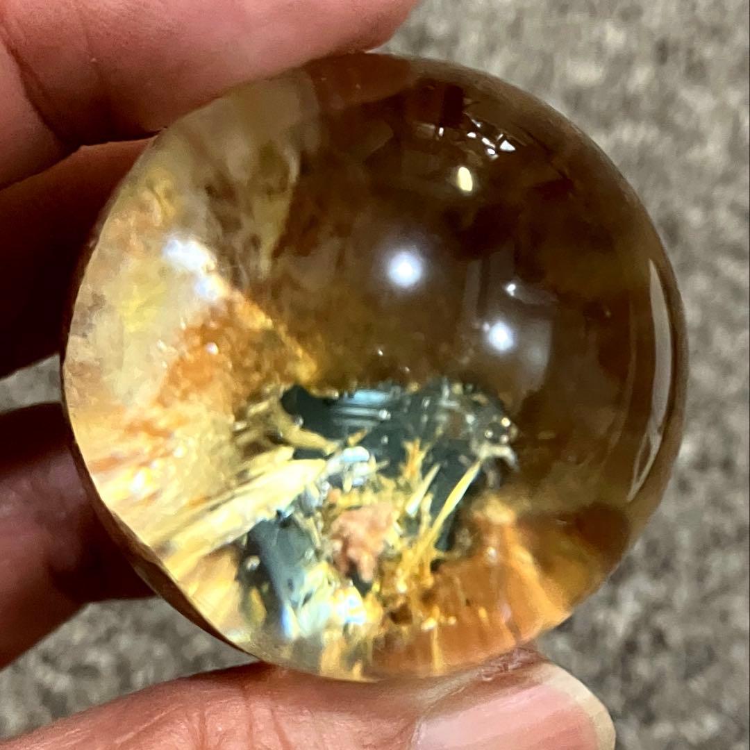 ゴールドルチルクォーツ　丸玉　スフィア　2点　金針水晶　パワーストーン