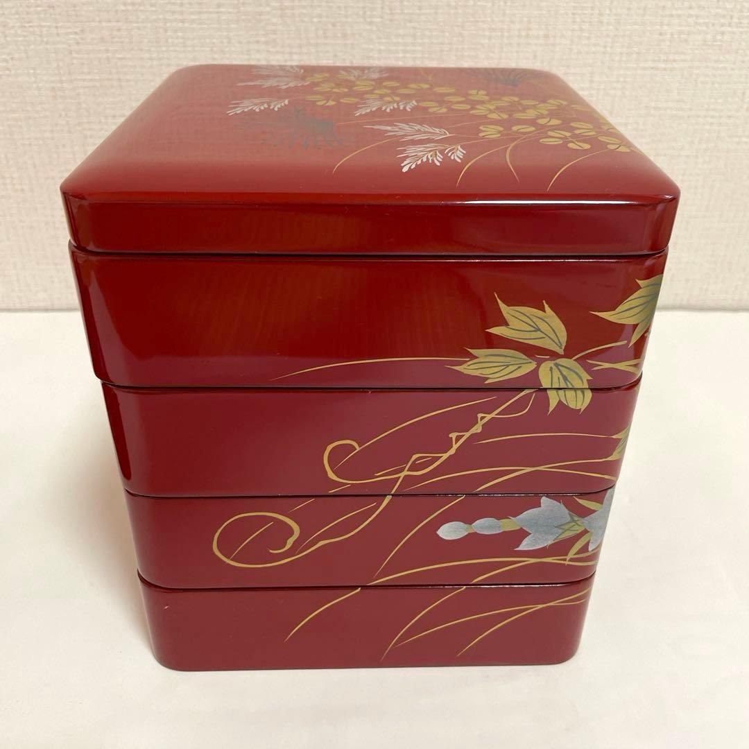 新品未使用 川連漆器 四段重箱 とおかもちセット16.6cm角 美品