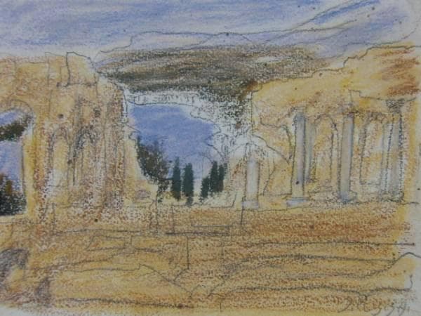 三岸節子、【タオルミナ（シシリー）】、希少なデッサン・画集画