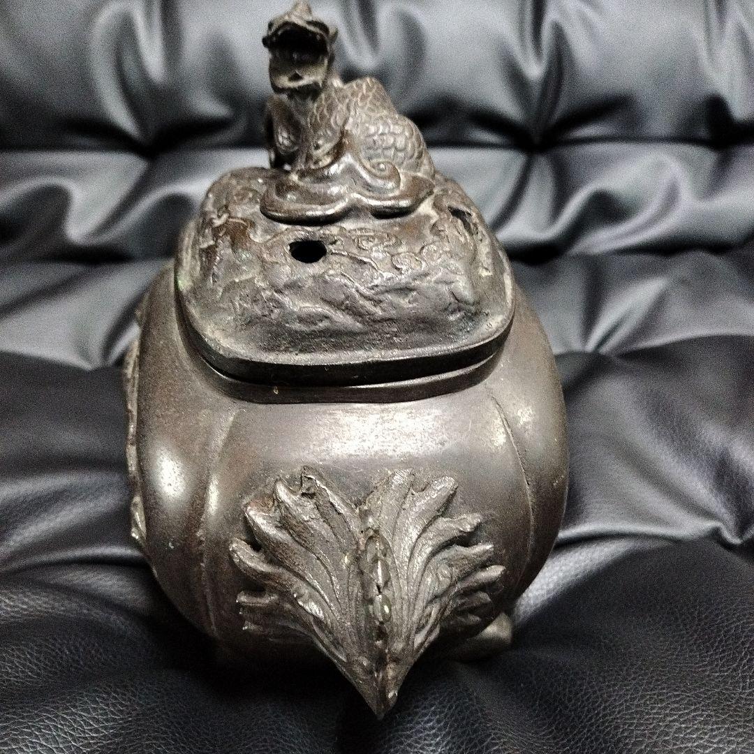 古美術 銘有 銅製 香炉 麒麟 鳳凰 骨董 アンティーク