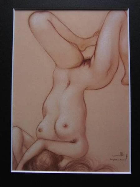 古澤岩美、デッサン、希少・大判画集画、新品高級額・額装付、状態良好