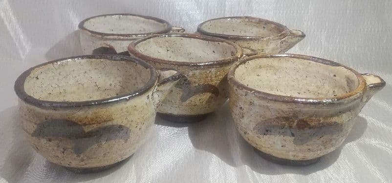 中川自然坊 【 粉引唐津 片口向付 】 五客 茶道具 懐石道具 共箱 743