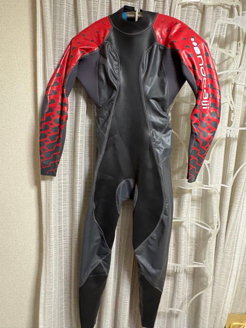 nabaiji フルスーツ 黒/赤　ラバースーツ
