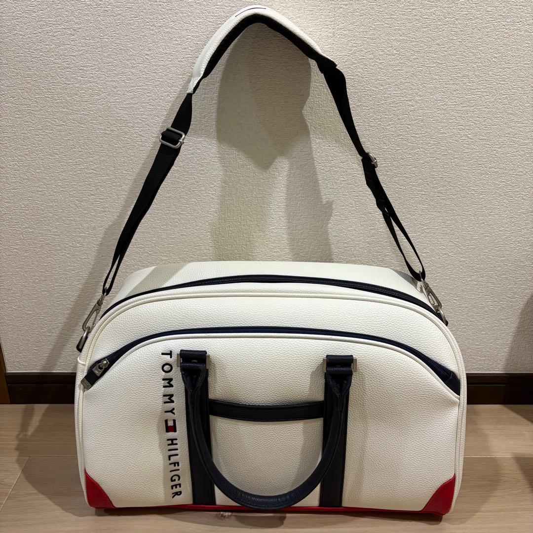 美品【トミーヒルフィガーゴルフ】ボストンバッグ ホワイト