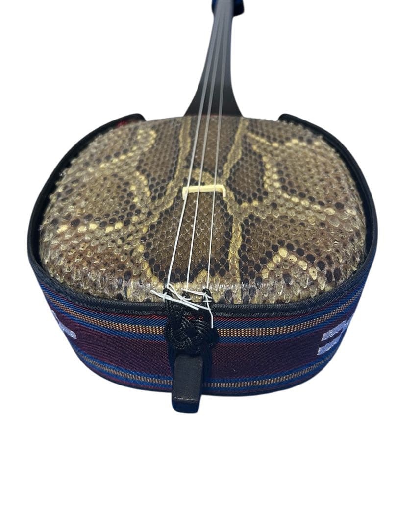 美品　琉球　 沖縄三線 蛇皮 民族楽器　沖縄伝統楽器　バチ・ソフトケース付き