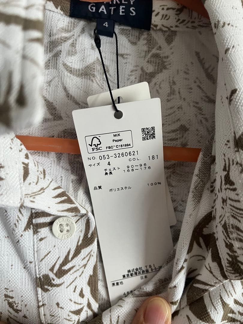 PEARLY GATES 葉柄シャツ サイズ4