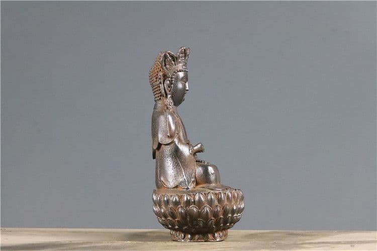 鉄器 鉄仏 蓮華坐観音菩薩仏像 縁起物 装飾品 工芸品 美術品 置物