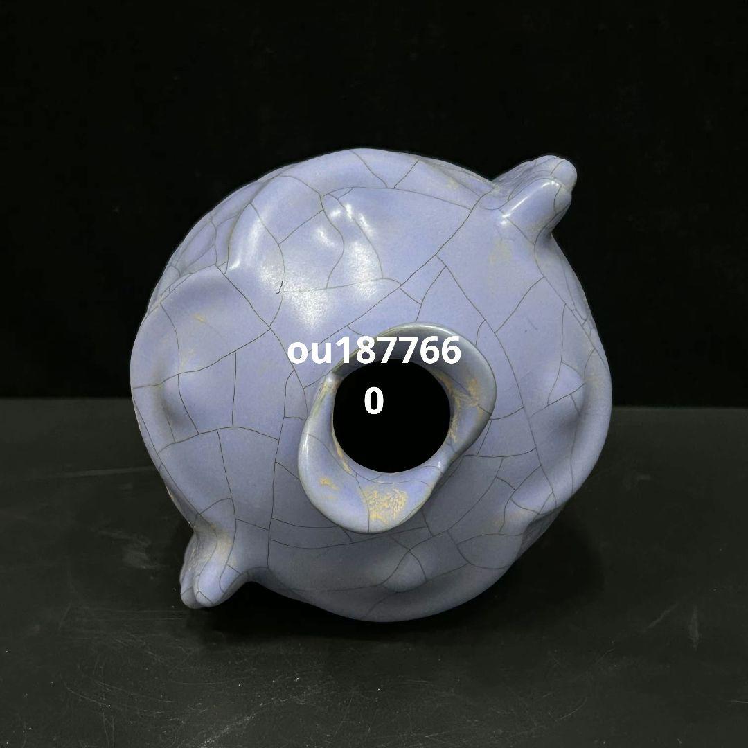 汝窯藍釉魚花瓶 景徳鎮 陶磁器 装飾品 現代工芸品 美術品 置物
