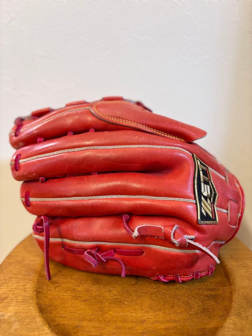 ZETT 軟式グローブ プロステオーダー　一般右投げ　投手用　赤色