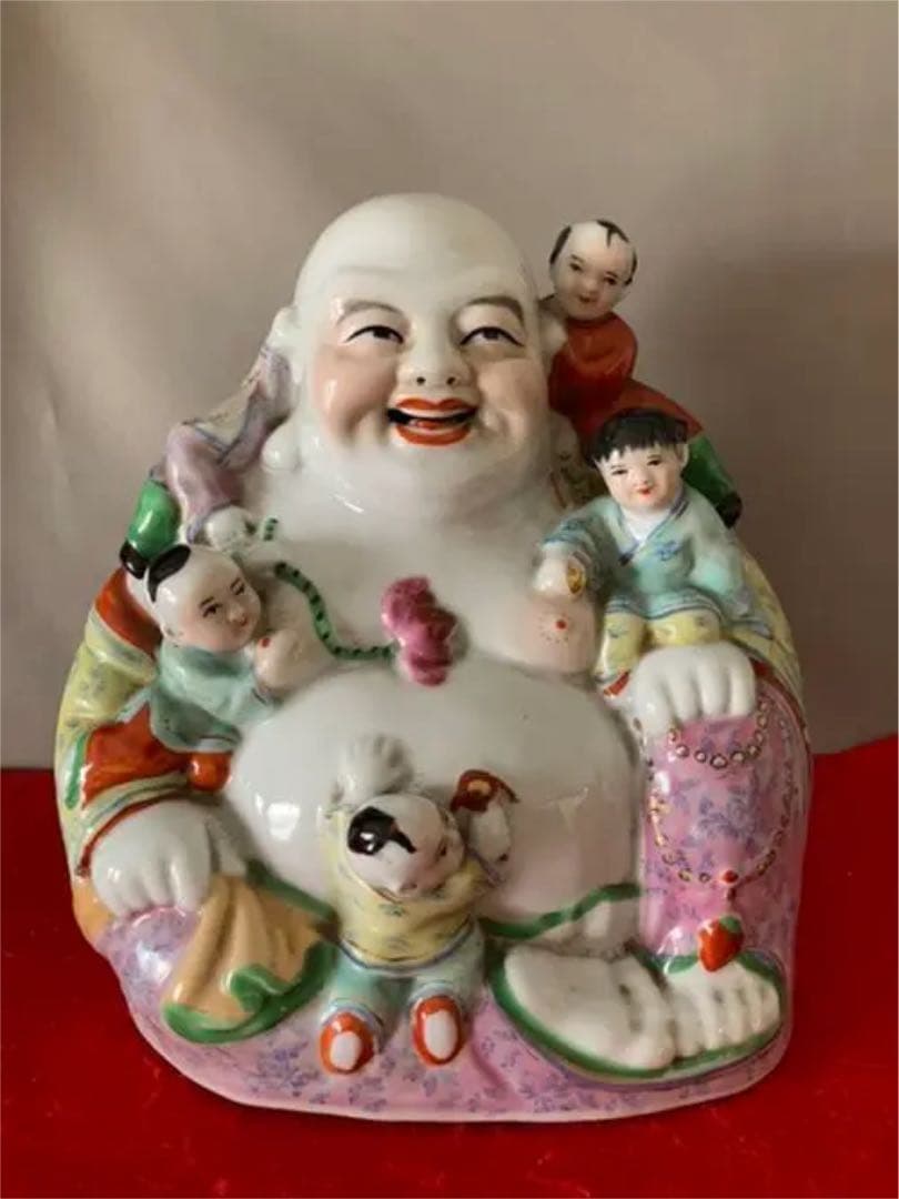 置物　弥勒佛 粉彩人物