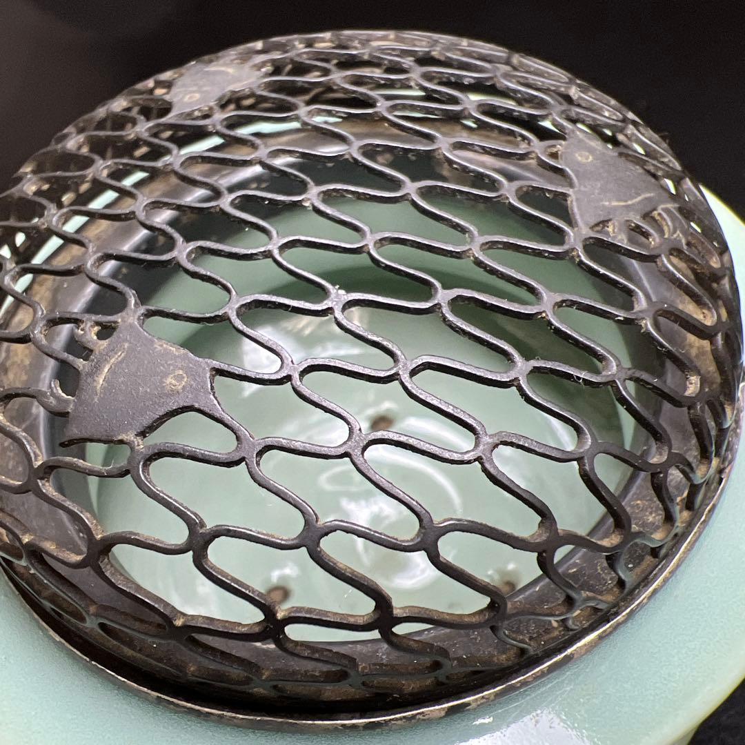 時代　銀火屋青磁香炉　縁外寸約9.5㎝　東Y8-0106①トヒサエ