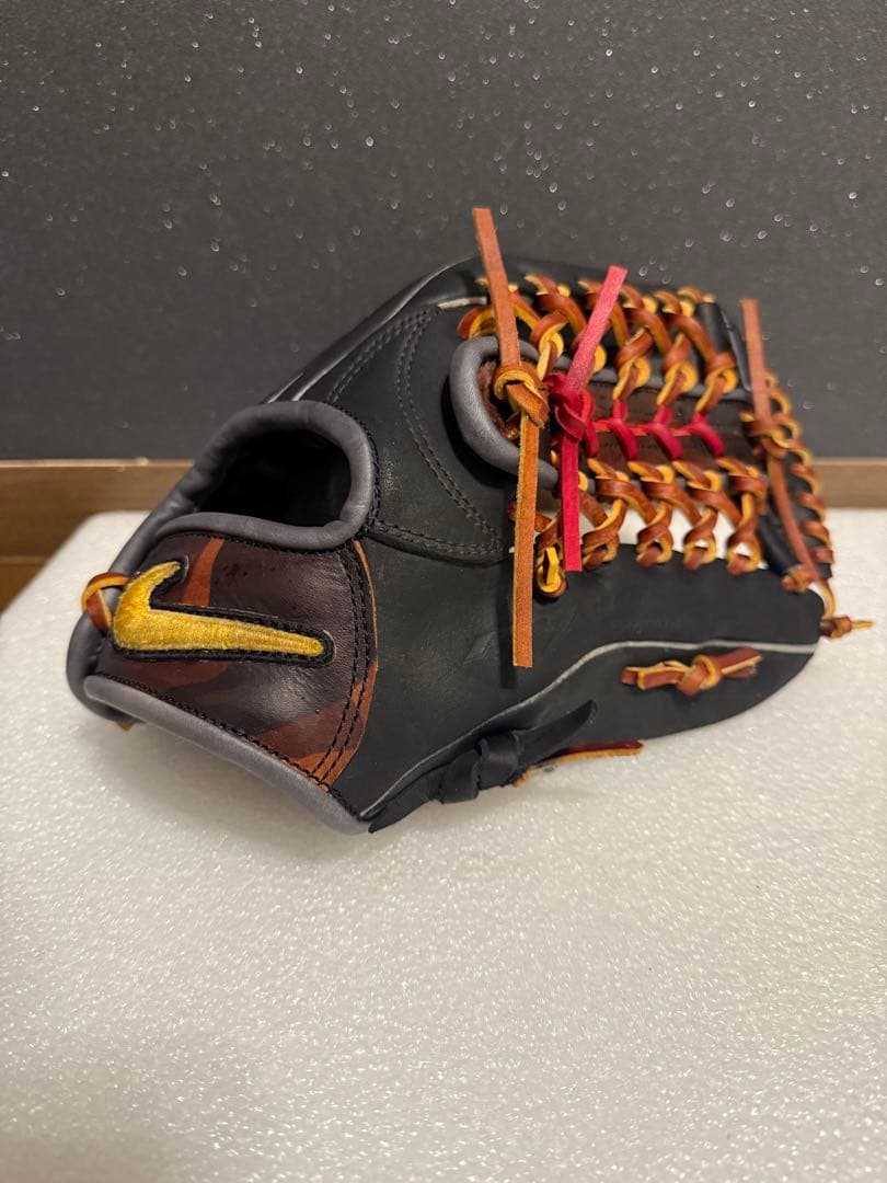 ★希少★ ナイキ オールラウンド 小型 外野手 軟式 ムートン.ヘリ革.全紐交換