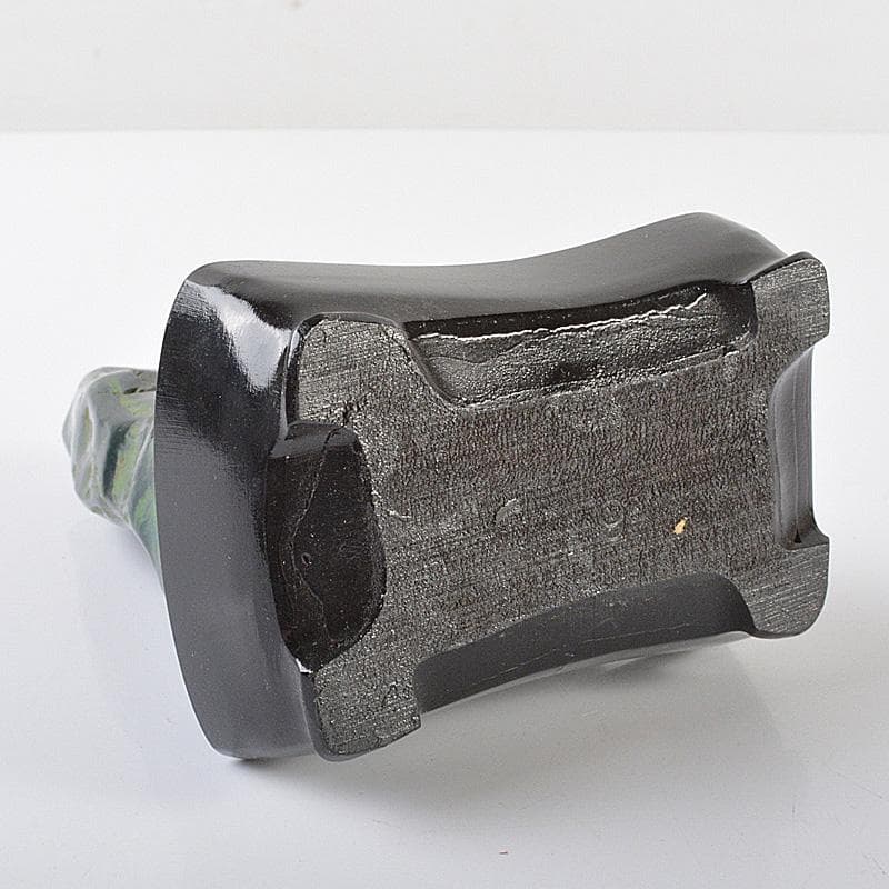 鑑賞石　天然石　緑石　孔雀石　マラカイト　約419kg　唐木台付　V　R6450