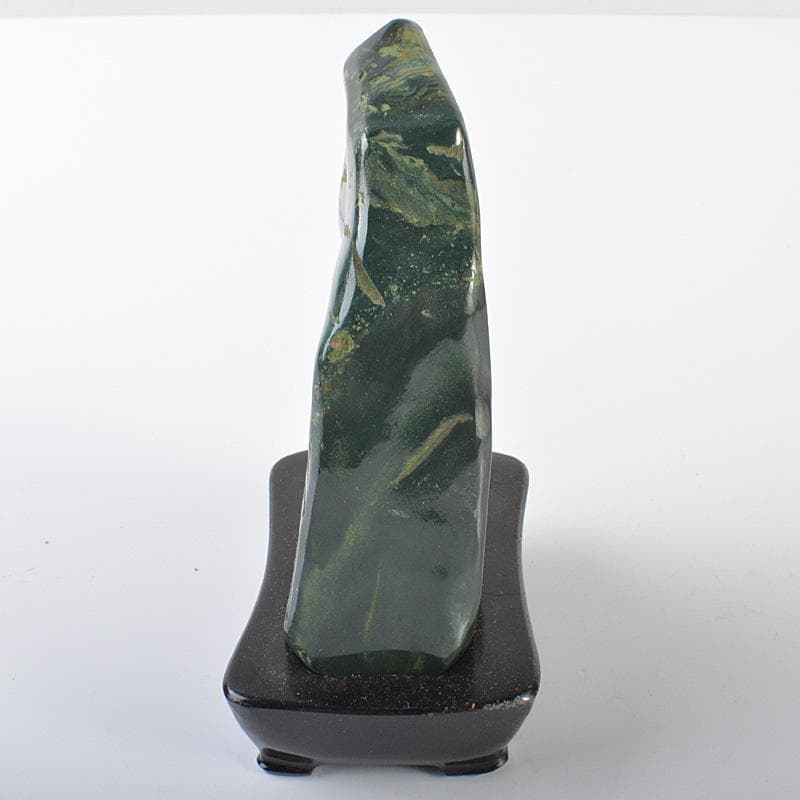 鑑賞石　天然石　緑石　孔雀石　マラカイト　約419kg　唐木台付　V　R6450