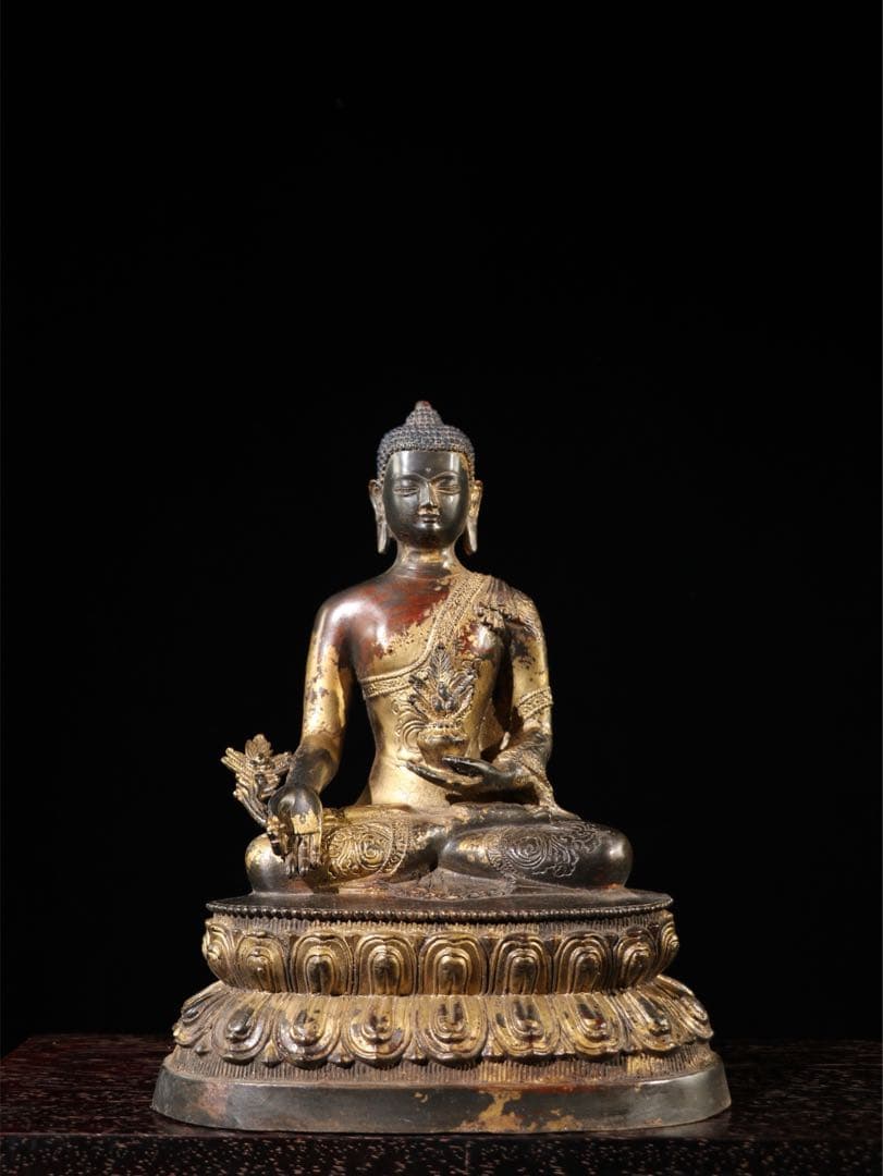 古美術品 仏像　銅像　薬王菩薩仏像　時代物 置物大型　2790g