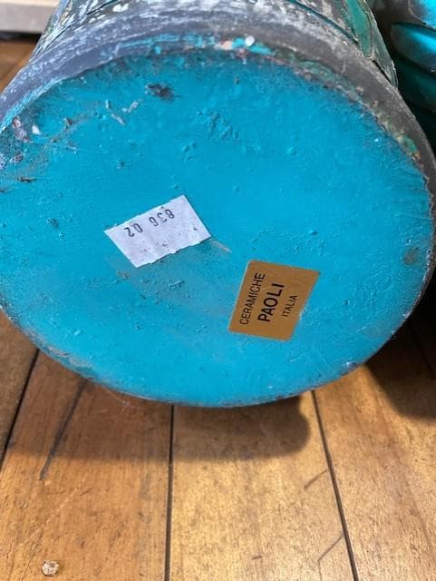 青緑色の陶器製花瓶セット