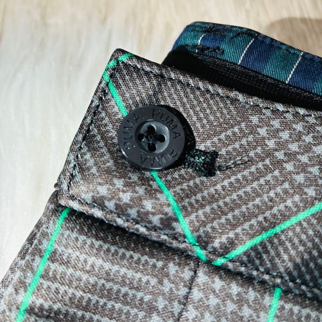 未使用級　プーマゴルフ　PUMA GOLF チェック柄　黒　緑　裏起毛