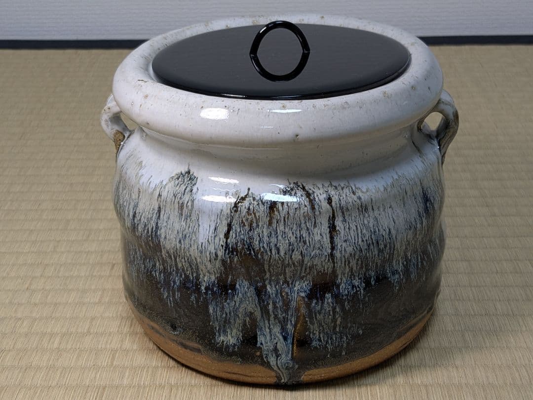 【美品】十四代中里太郎右衛門 中里忠寬 叩き朝鮮唐津水指 唐津焼