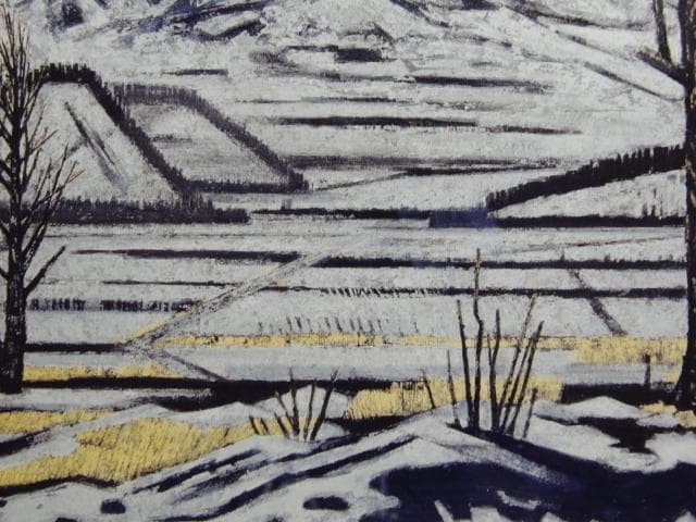 山本 丘人、月夜の噴煙、大判、額装用・画版、日本製・新品額 額装付