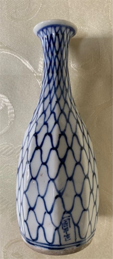 希少　初代　尾形周平　作　面取網目文徳利