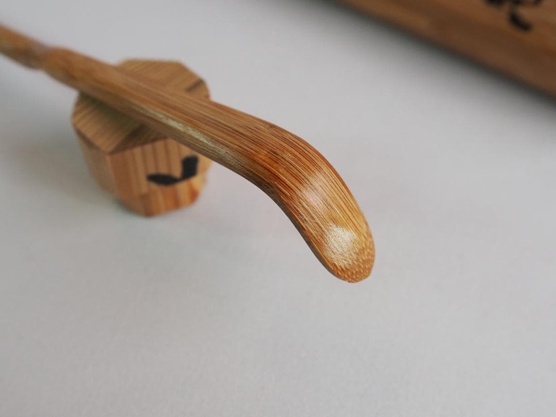 大徳寺511世管長 立花大亀造『竹茶杓』銘：楽日（共箱・共筒）