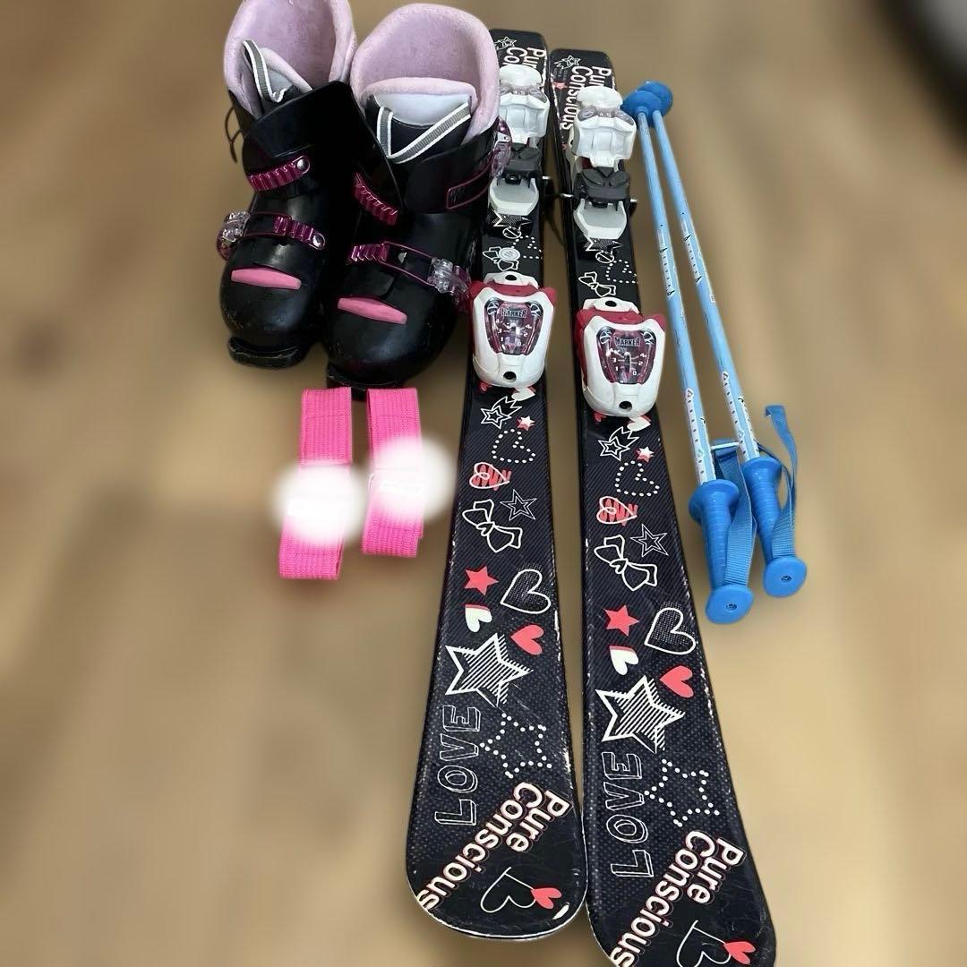 女の子子ども用スキー4点セット 110センチ