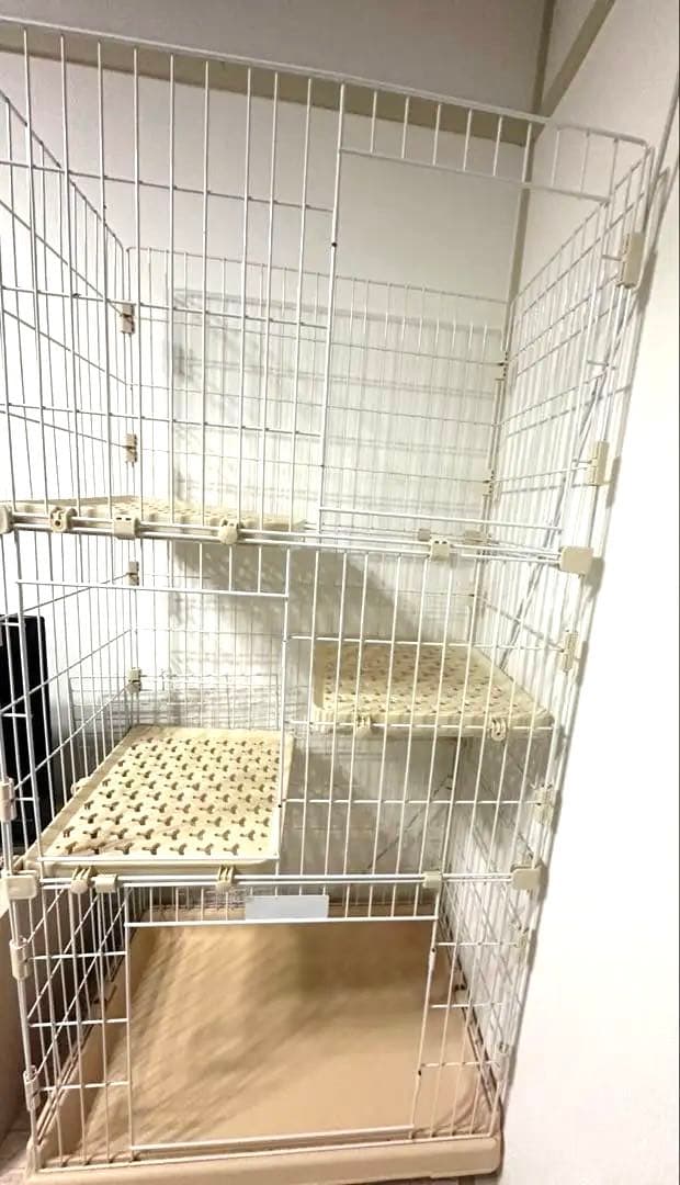 RAKU 猫ケージ キャットケージ 3段階組み替え ホワイト