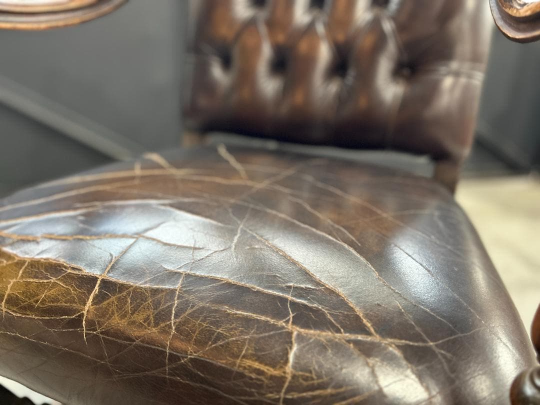 ❖英国Antique❖ ハイバックチェア チェスターフィールド　ネオルネッサンス