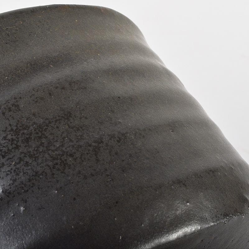 クレヨン7色　茶道具　瀬戸焼　瀬戸黒葵紋印　茶碗　時代箱付　M　R6810