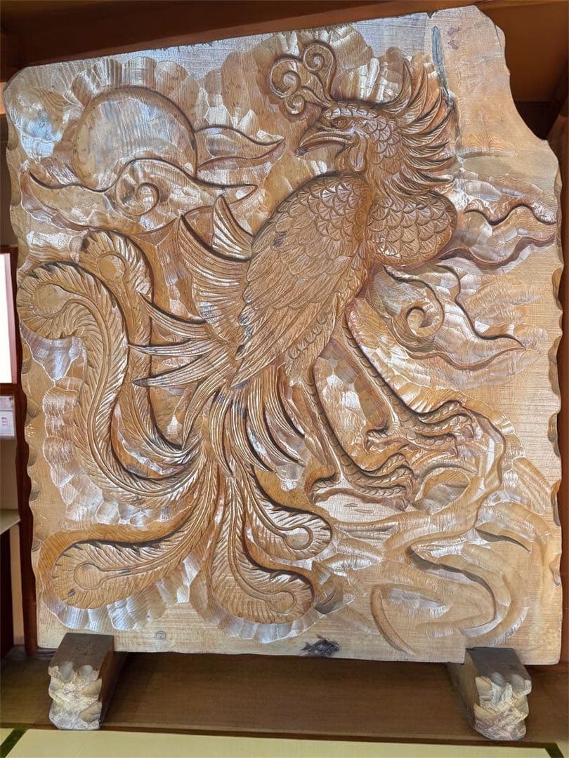 【希少・一点もの】鳳凰彫刻 一枚板