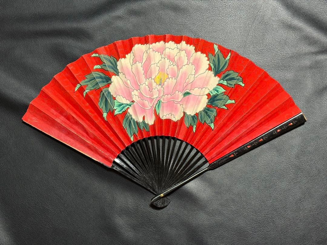 扇子　33cm 十松屋福井扇舗　勝修羅扇　旭日老松図　桐箱　仕舞扇　能楽　着物