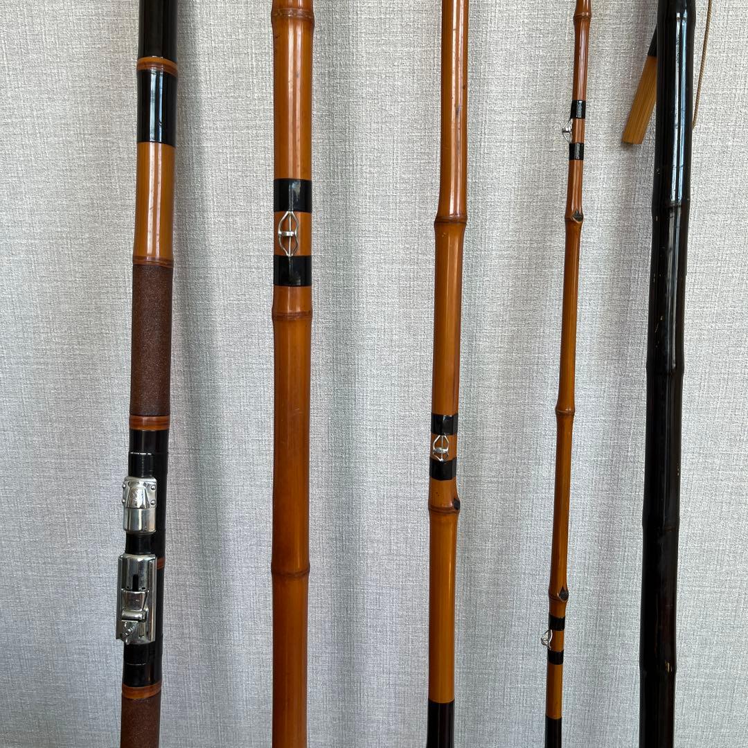 東光作　３本半継ぎ竹竿　石鯛竿