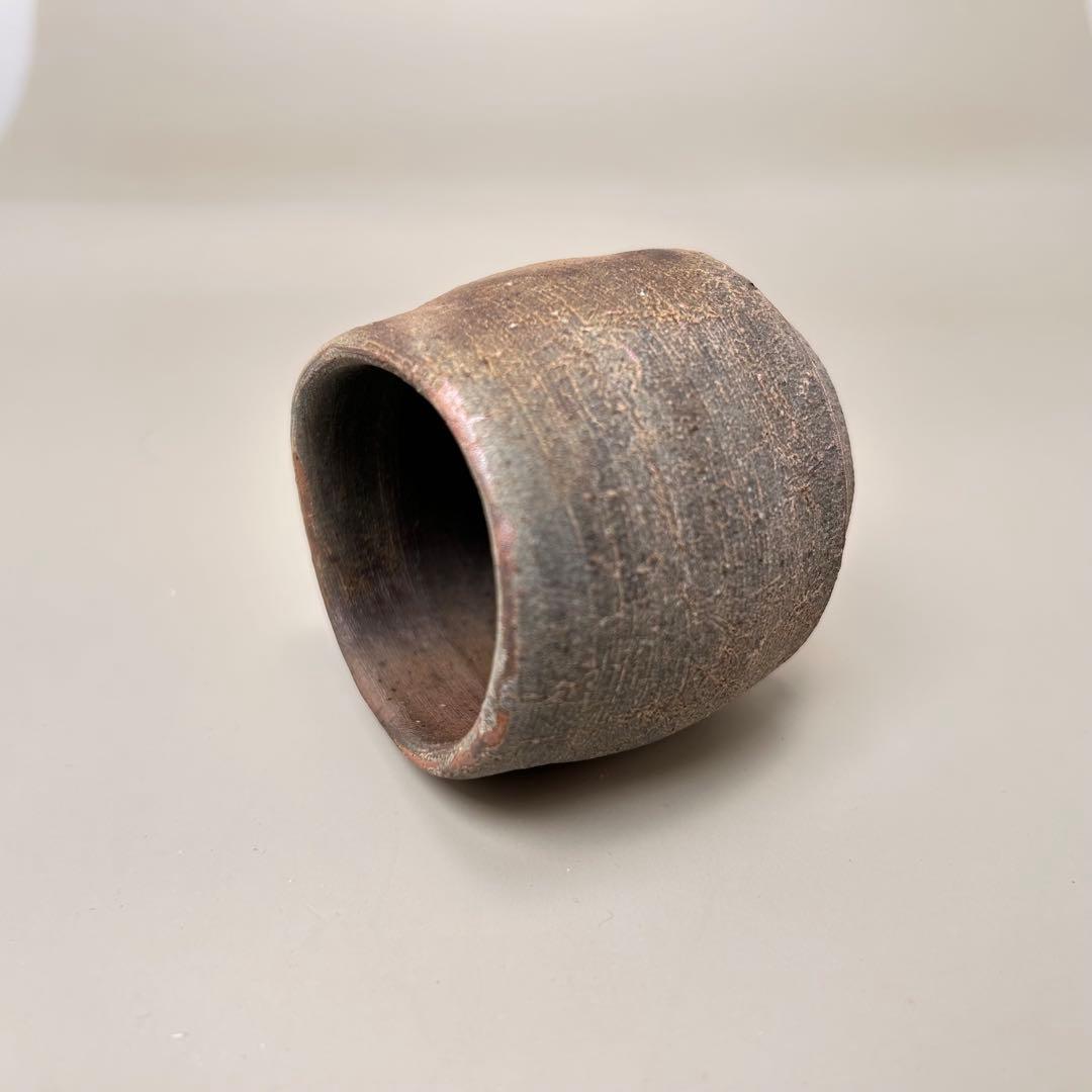 C金重有邦　ぐい呑 備前焼（共箱あり）岡山県指定重要無形文化財保持者