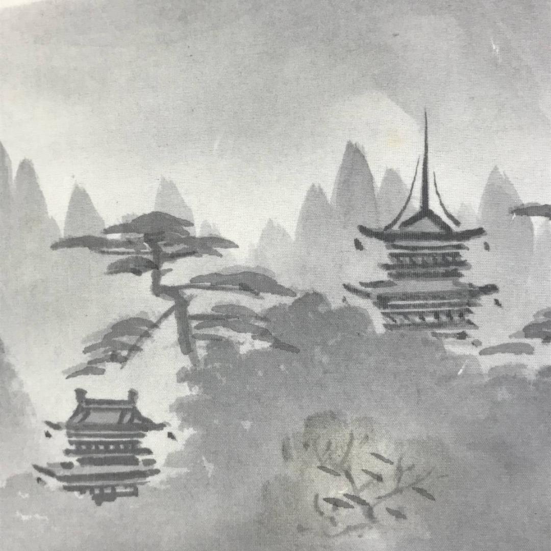 真作/井元荻浦/山峡佳趣図/滝山水/山水図/掛軸☆宝船☆AE-358