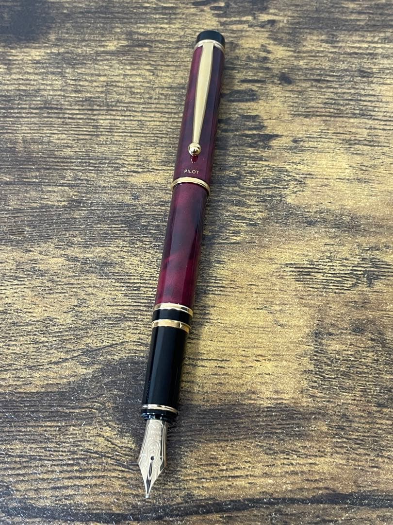 試筆のみ　初期型　グランセ　ルビーレッドマーブル　刻印　パイロット M 万年筆