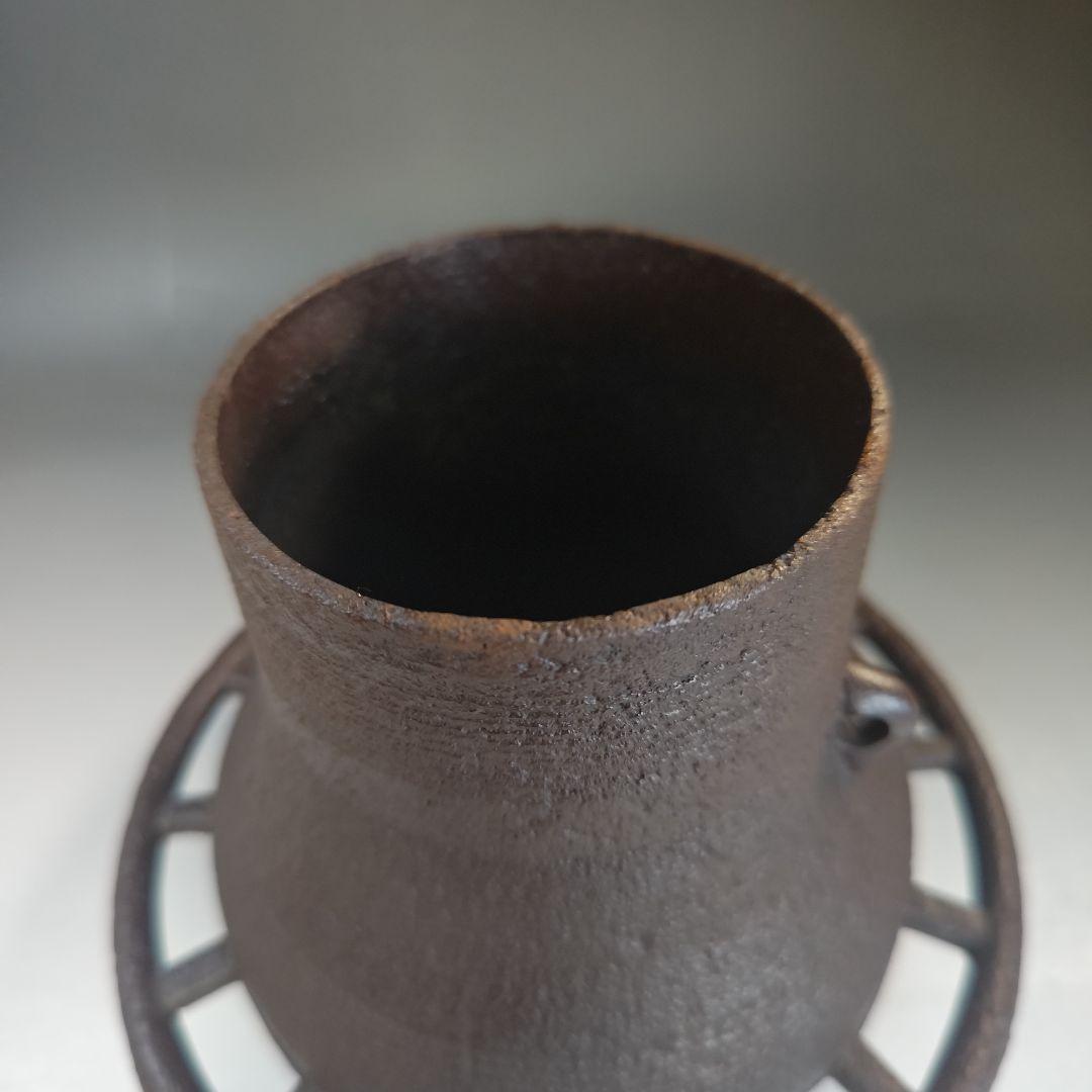 イ893 茶釜『釜師　菊地政光』『車軸釜　共箱　』鉄釜　茶道具