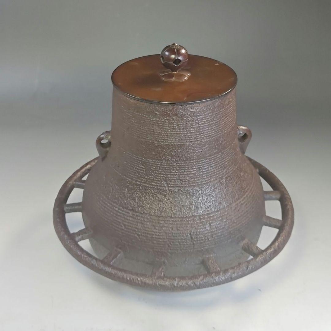 イ893 茶釜『釜師　菊地政光』『車軸釜　共箱　』鉄釜　茶道具