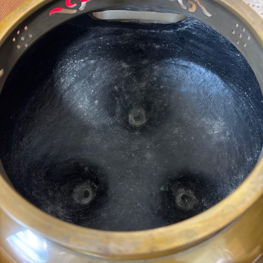 茶道具 釜 茶釜 唐銅 鬼面風炉 丸釜　箱付き