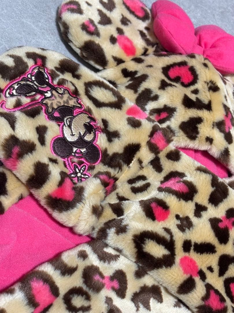 ヒョウ柄 マフラーキャップ ミニー