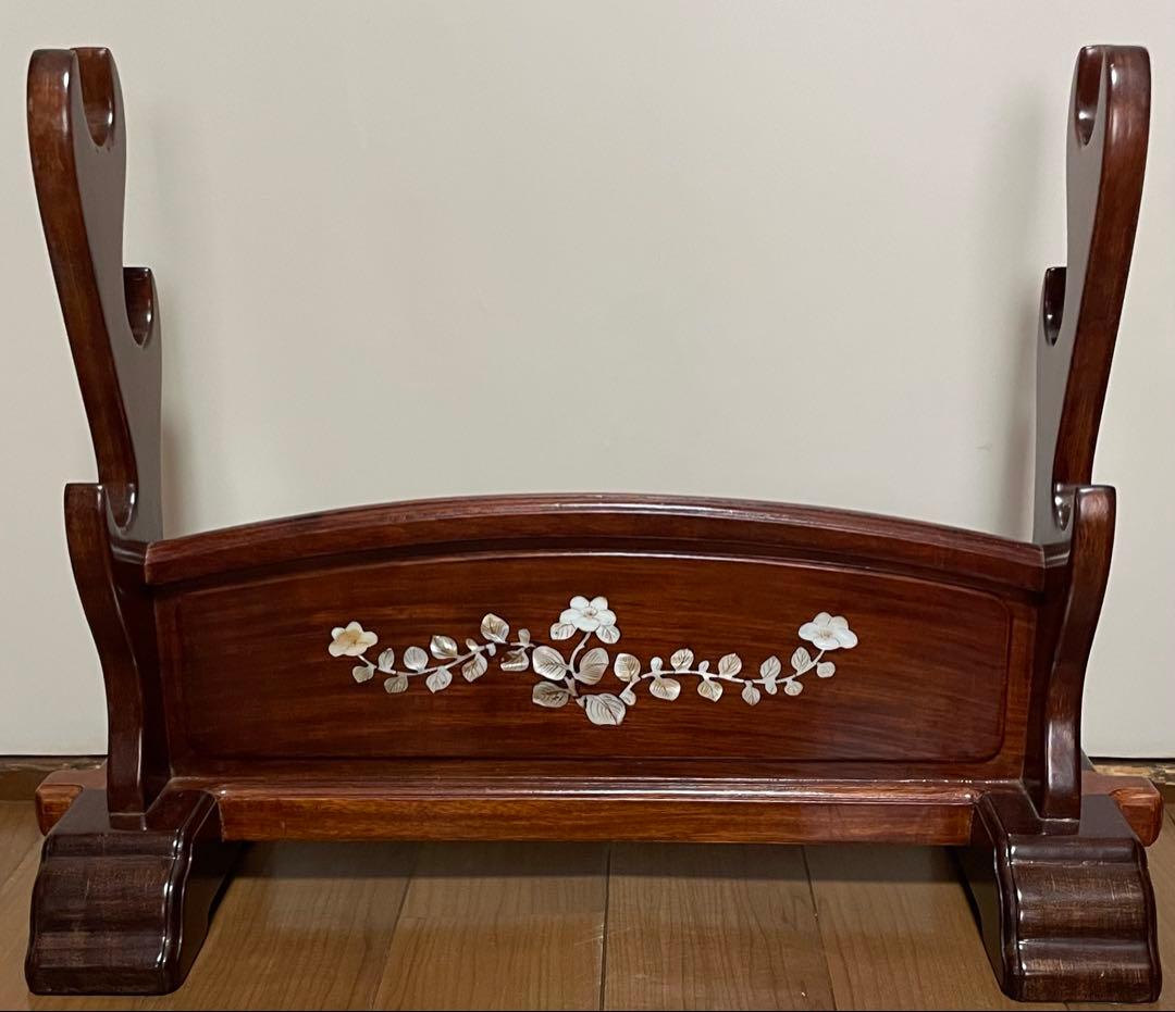 刀掛け　両面　螺鈿　木製　３本掛け　日本刀　模造刀　武具