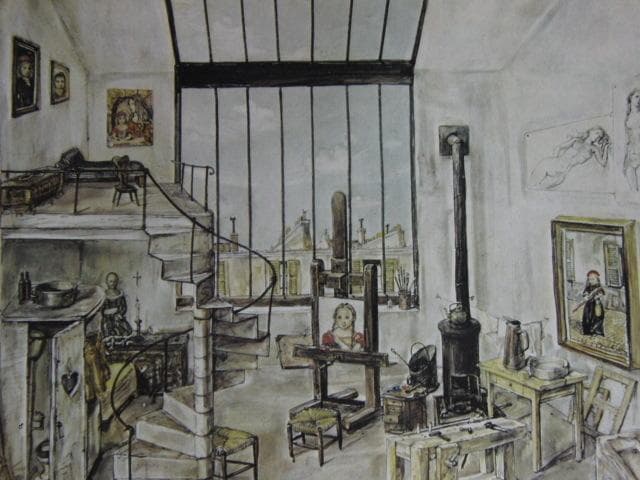 藤田嗣治、【Atelier】、希少な額装用画集より、厳選、新品額装、マット額装付