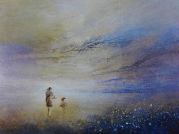 岡田旭峰、草原にあそぶ、希少画集画、新品高級額、額装付、状態良好