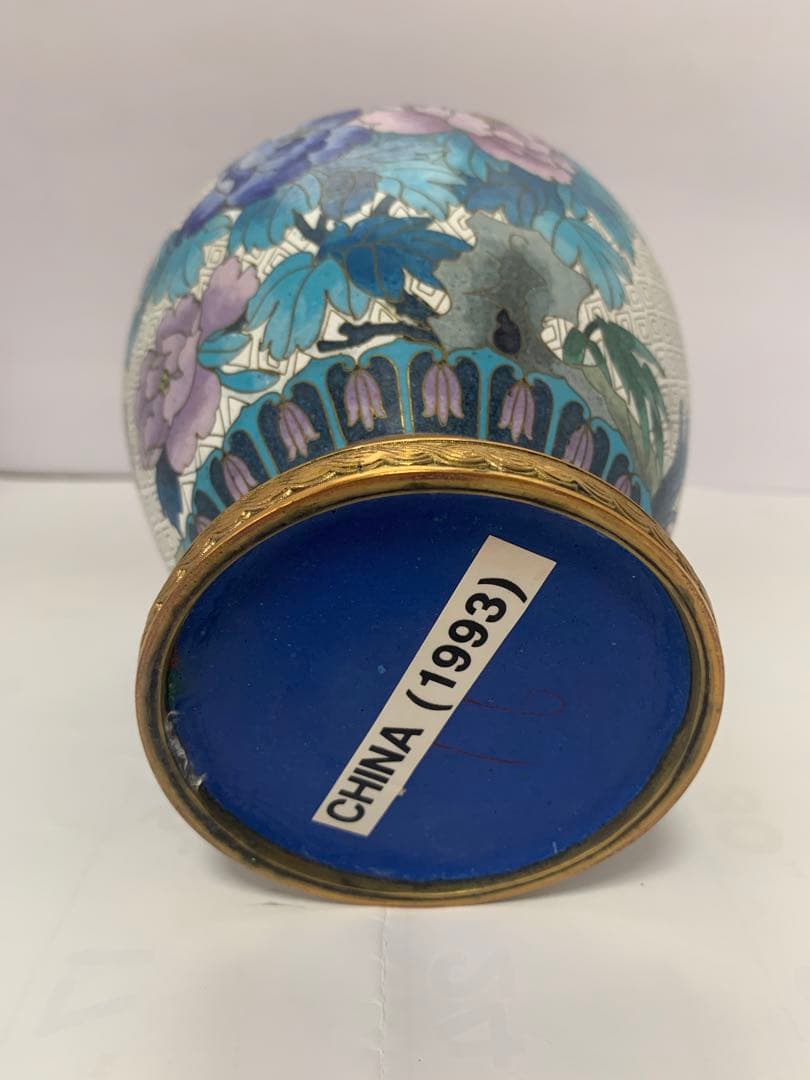 中国美術　景泰藍　七宝焼　花鳥纹　花瓶　送料込み