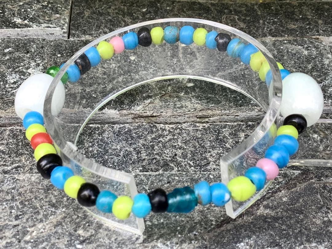 蔵出‼️ガラス玉　日本製超アンティークとんぼ&糸魚川翡翠樽型ブレスレット小物パーツ