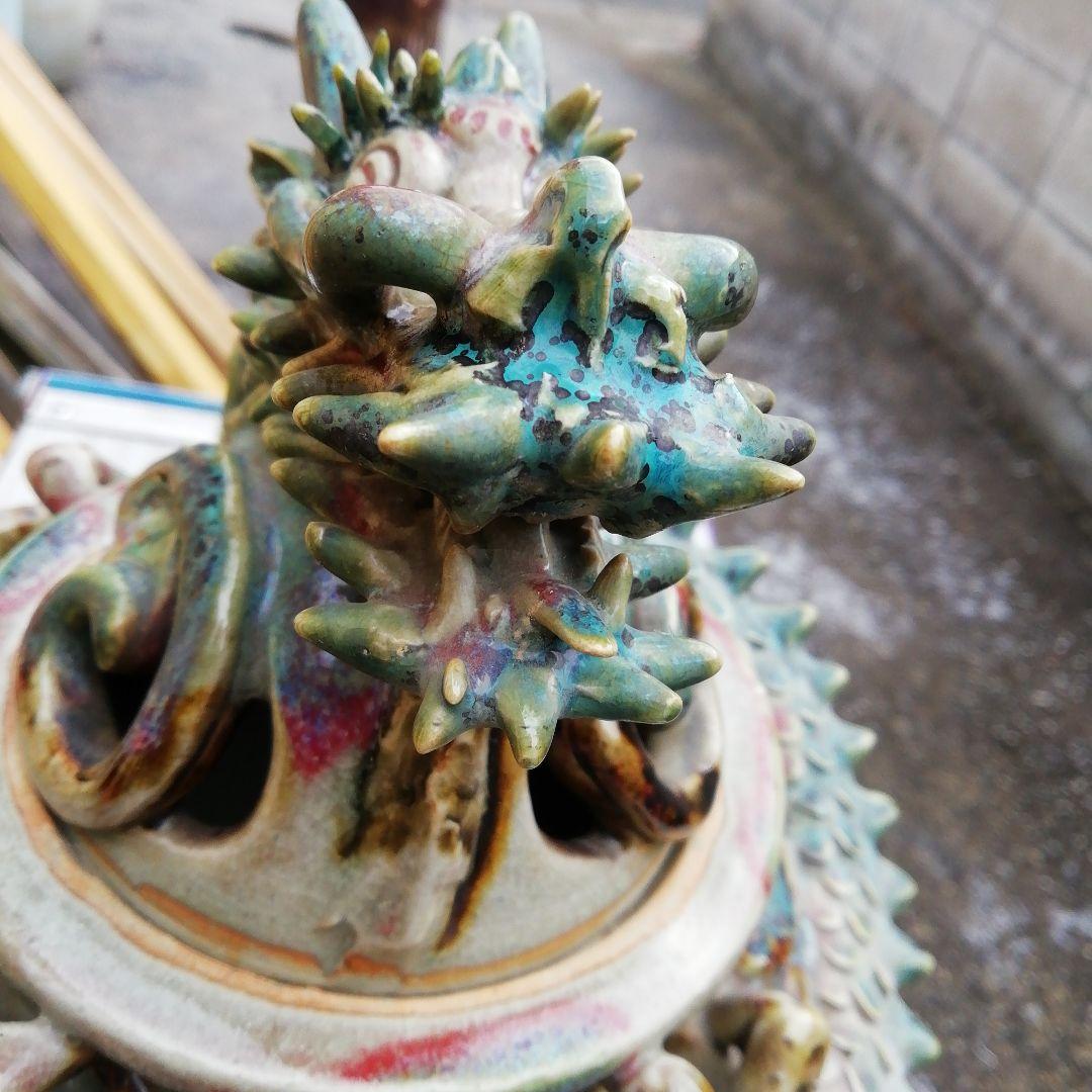 山岡徹山龍登窯香呂の陶器彫刻 装飾品、上野焼香春焼き工芸品、華道仏教、お寺、骨董