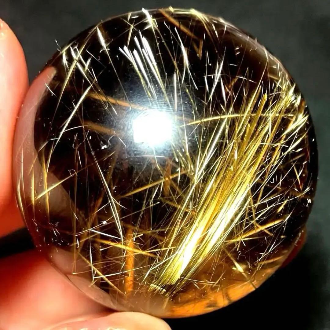 超絶綺麗✨48mm ゴールドルチルクォーツ　丸玉　スフィア　金針水晶