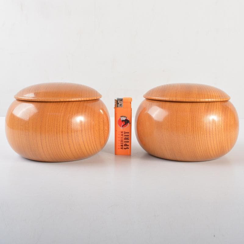 囲碁　鱗屋精製 碁石　本蛤碁石　那智黒碁石　碁笥　一套　共布共箱　MR7246B