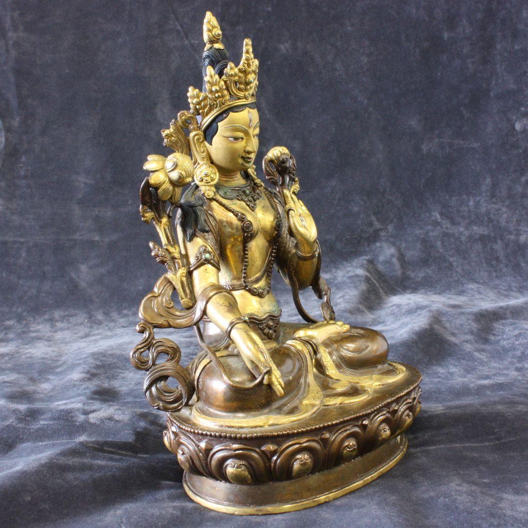 白多羅菩薩像（ホワイトターラ) 銅製鍍金仕上げ